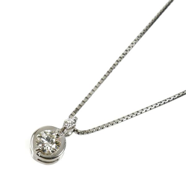 PT900/850 ネックレス ダイヤモンド0.22ct/0.02ct 3.1g 〜45cm フリー...