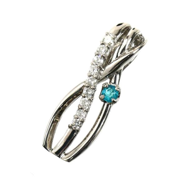 K18WG ホワイトゴールド ペンダントトップ トルマリン0.08ct ダイヤモンド0.15ct 2...