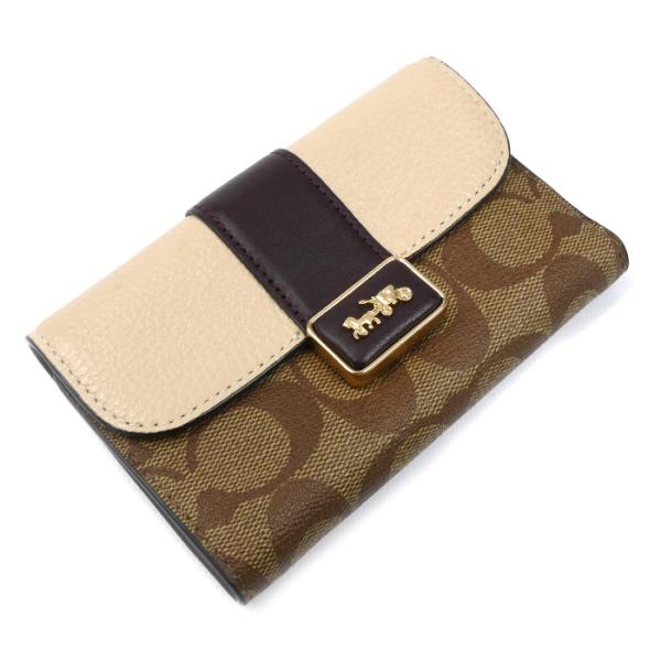 COACH コーチ ミディアム グレース ウォレット 三つ折り財布 ベージュ CC060 レディース...