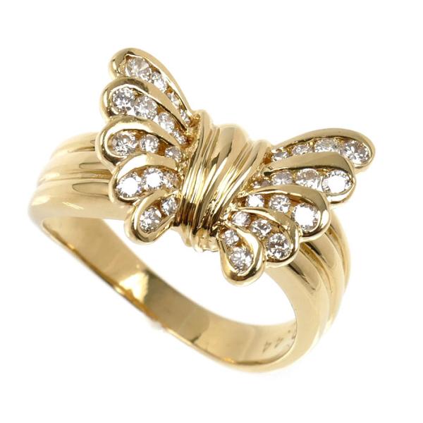 K18YG イエローゴールド バタフライ リング・指輪 ダイヤモンド0.44ct 13.5号 5.4...