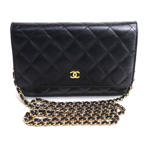 CHANEL シャネル マトラッセ キャビアスキン チェーンウォレット ショルダーバッグ ブラック ...