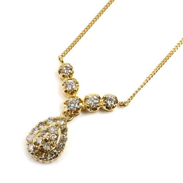 K18YG イエローゴールド ネックレス ダイヤモンド0.50ct 2.5g 41cm レディース ...