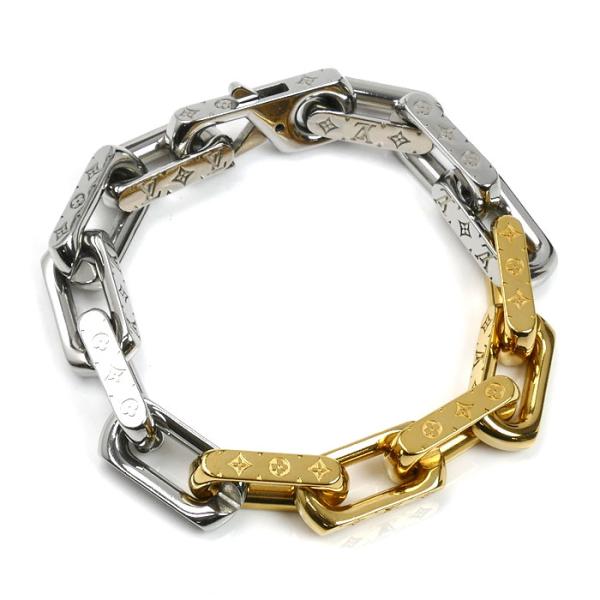 LOUIS VUITTON ルイ・ヴィトン GP メタル モノグラムチェーン ブレスレット M155...