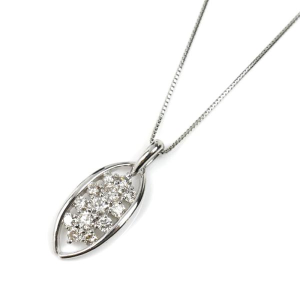 Pt850プラチナ ネックレス ダイヤモンド0.50ct 3.6g 〜45cm レディース 中古