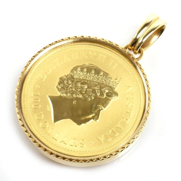 2001蛇 1OZ K24YG  K18YG ペンダントトップ 44.4g 両面ガラス オーストラリ...