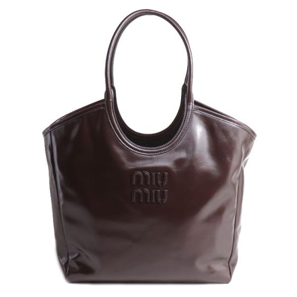 MIUMIU ミュウミュウ Ivy レザー バッグ トートバッグ ダークブラウン 5BG321_2I...