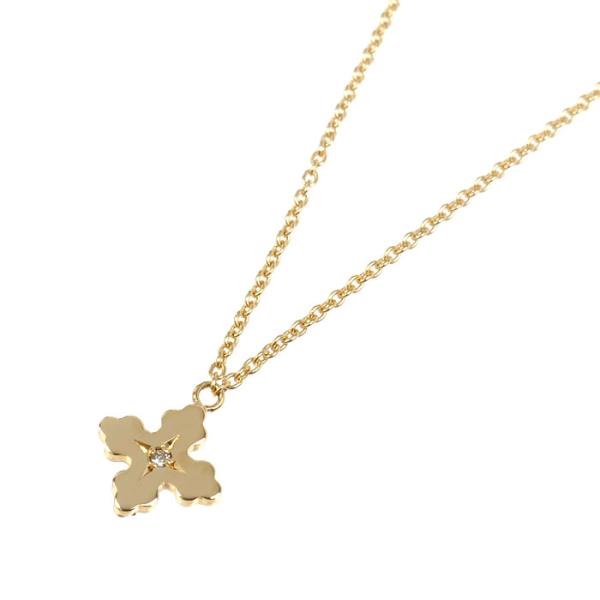 STAR JEWELRY スタージュエリー K18YG イエローゴールド クロス ダイヤ ネックレス...
