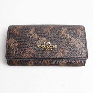 コーチ COACH 6連キーケース キーリング付き  ウィズ ホース アンド キャリッジ プリント C9612 日本限定/未使用品/買取品｜koera