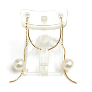 パール ゴールドピアス・k18・0.６グラム・中古品 18金 パールピアス 18k K18 イエローゴールド 淡水真珠 淡水