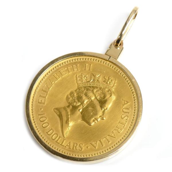 K18YG イエローゴールド K24YG イエローゴールド ナゲット・カンガルー金貨 ペンダントトッ...