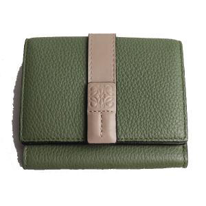 ロエベ LOEWE トライフォールドウォレット 三つ折財布  124.12AB41 カーキ/グレー/中古/美品｜koera