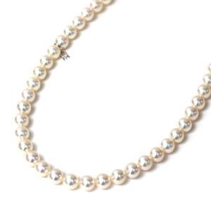 MN4085 ミキモト MIKIMOTO パールネックレス  真珠 約8.5~9.0mm   ネックレス・K18WG ダイヤ入り金具 44.5cm/中古｜koera