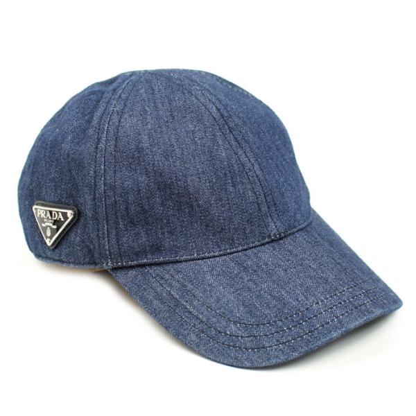 PRADA プラダ トライアングルロゴ デニム キャップ ブルー 1HC274_AJ6_F0008 ...