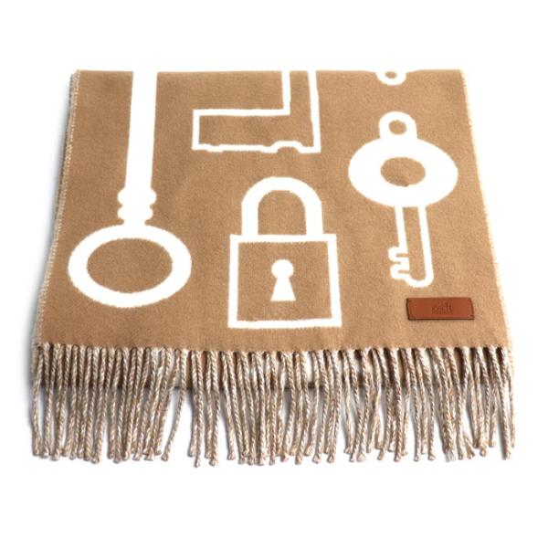 HERMES エルメス カザック キー コレクション マフラー ベージュ アイボリー H259142...