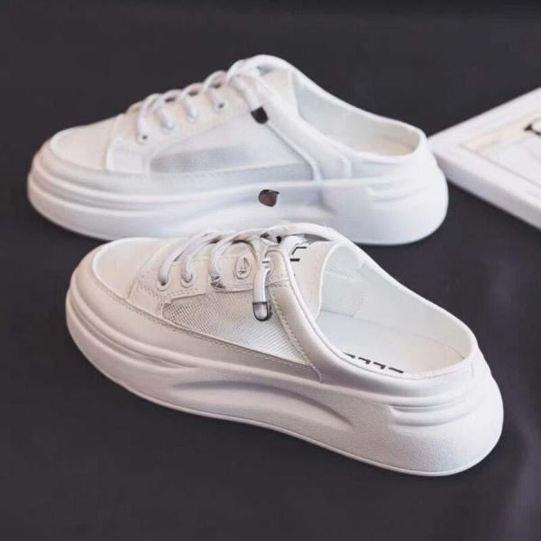 スリッポン レディース スニーカー かかとなし ローヒール スニーカー プラットフォーム 厚底 メッ...