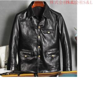 25W 新発売 レザーカーコート　茶芯ホースハイド　馬革　レザージャケット S 25AW 新発売レザーカーコート 茶芯ホースハイド 馬革 レザー