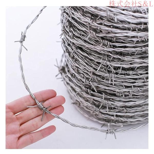 ステンレス鋼有刺鉄線 セキュリティフェンスバリア 2.3mmワイヤー 4ポイント15mmバーブ株式会...