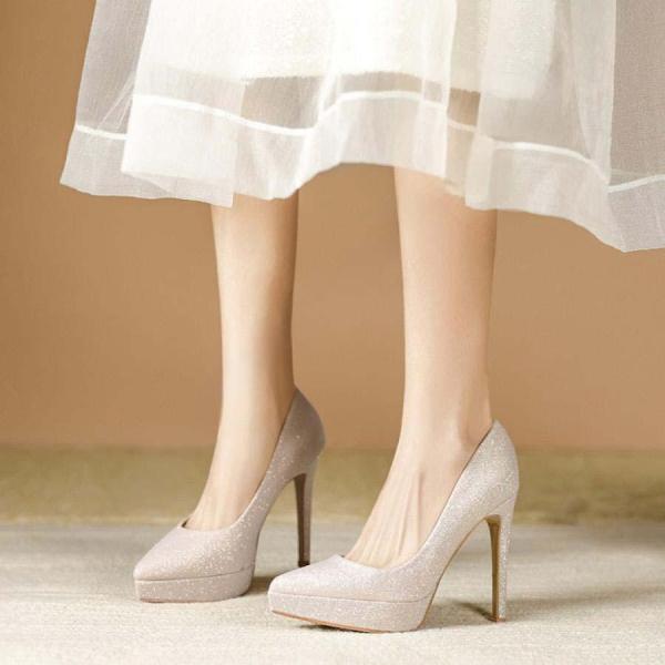 厚底パンプス キャバ 結婚式 キラキラ ハイヒール ピンヒール 12cmヒール 美脚パンプス ブラッ...