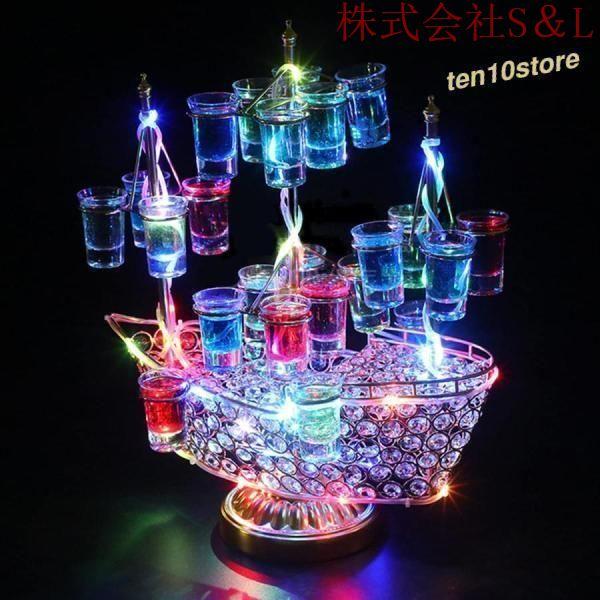 幻の船 LED酒ボトルの表示棚 24カップ バーホテルLED酒棚の表示棚 幻の船を実現船型酒棚 テキ...