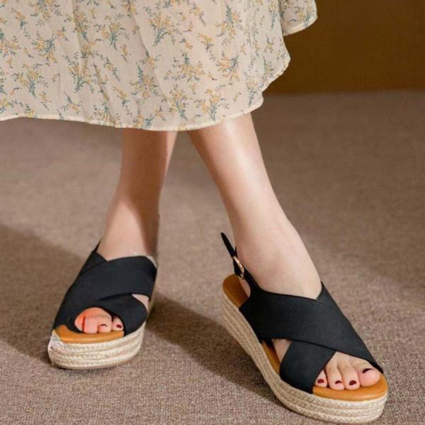 厚底 サンダル ウェッジソール レディース 靴 大きいサイズ 5cmヒール 美脚サンダル 歩きやすい...