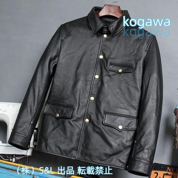 特売！保証 カウハイド 復刻50&apos;s ドライビングコート レザージャケット ブラック サイズ選択可株...