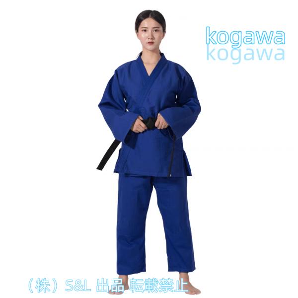 男子 2号 青 女子 3号 中学生 全4色！柔道着 高校生 細身 綿 帯付き 上下セット コットン ...