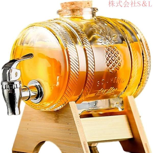 冷水ポット、ドリンクフルーツティーガラス、うワイン樽1L、3Lガラス クリア バケツ ミニ樽 ワイン...