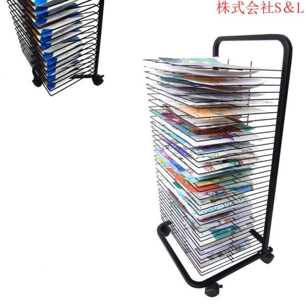 イーゼル 折りたたみ式 乾燥棚 20-棚モバイル乾燥は 芸術作品の20段のワイヤー棚 ブラック粉体塗...