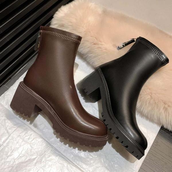 ショートブーツ レディース靴 厚底 レトロ チェルシーブーツ サイドゴアブーツ レディース サイドゴ...