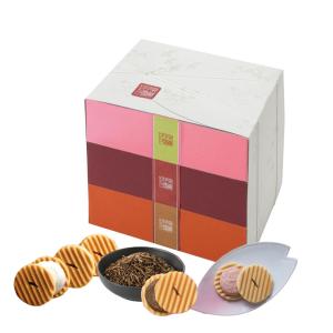 あすつく 鼓月　姫千寿せんべい三段箱（さくら・シュガークリーム・有機ほうじ茶 各12枚入）/ 内祝 出産 結婚 引っ越し 入学 祝い ギフト スイーツ 桜 お花見