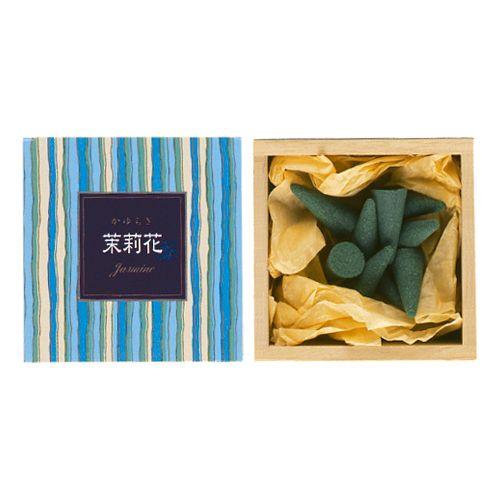 お香　ジャスミン　コーン　アロマ　日本香堂　日本製　インセンス　かゆらぎ　茉莉花　コーン型12個入