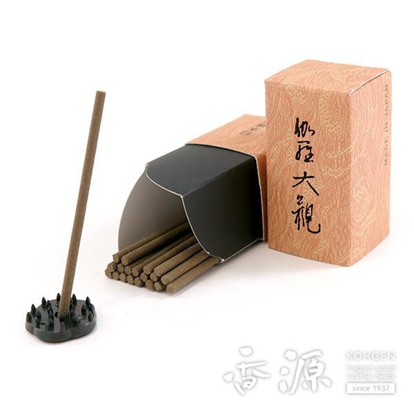 お香 お試し 日本製 日本香堂 伽羅 大観 スティック ミニ寸 短いサイズ 20本入 香立て付き 線...