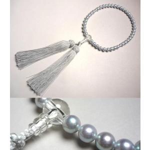 女性用のお数珠 本真珠 水晶仕立て 白銀房｜kohgen