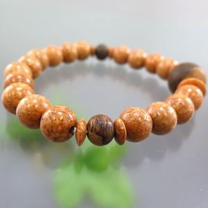 天竺菩提樹 9mm玉 ブレスレット 緑油伽羅仕...の詳細画像5