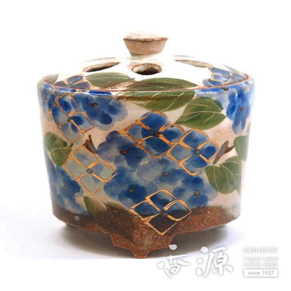 京焼・清水焼 香炉 乾山手（けんざんて） 紫陽花 香源 お香 線香 数珠 香木 専門店