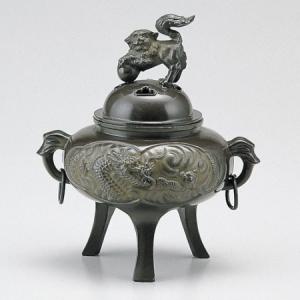 高岡銅器 香炉 竜紋カン付香炉茶黒色｜kohgen