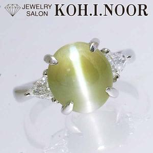 キャッツアイ リング 指輪 大粒 4.34ct Pt900 クリソベリルキャッツ