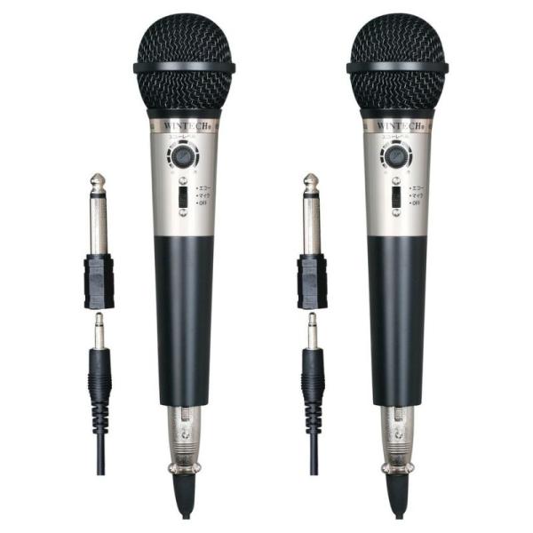 WINTECH エコー機能付きダイナミックマイク2本セット KEM-02X2