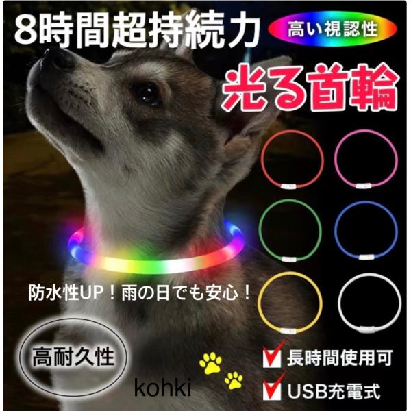 【期間限定SALE中！1,380円→1,180円】首輪　光る首輪　LED　犬　犬用　おしゃれ　USB...