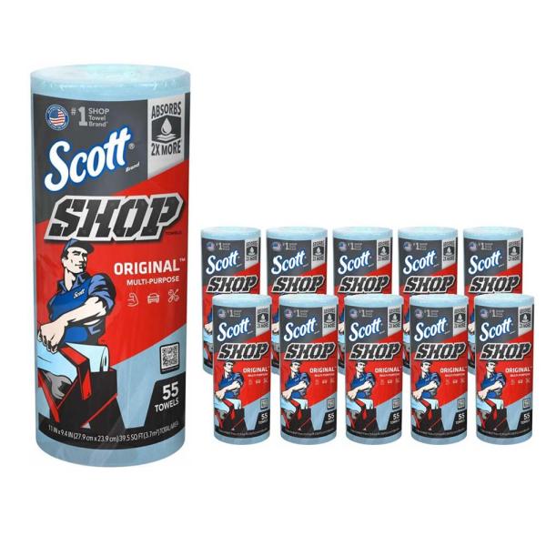 スコット(ＳＣＯＴＴ) Ｓｈｏｐ Ｔｏｗｅｌ ショップタオル ６５９４０ ブルーロール ×１０個セッ...