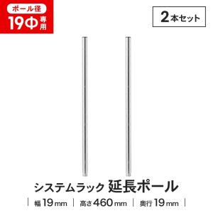【ポイント3倍 8/22-8/25】ラック ポール スチール メタル 径19mm用 長さ46cm 2本セット メタル ワイヤー システムラック用 延長 ポールのみ 組み立て