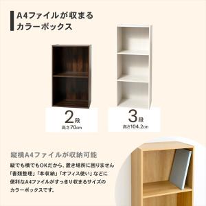 カラーボックス 2段 横置き A4 オーク 木...の詳細画像3
