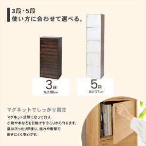 カラーボックス 3段 扉付き オーク 木目調 ...の詳細画像3