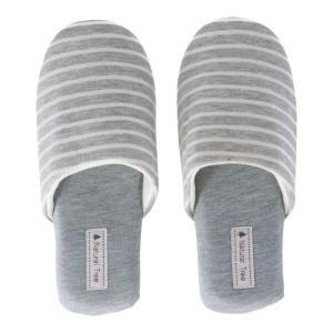 コーナン オリジナル 低反発ソフトスリッパ ニットボーダー グレー Mサイズ