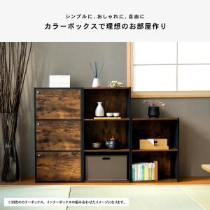 カラーボックス 2段 ブラックxダークブラウン...の詳細画像1