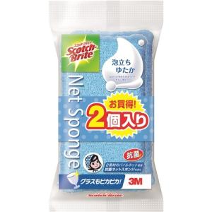 3M  スコッチブライト　泡立ちゆたかネットスポンジ　ブルー　２個パック