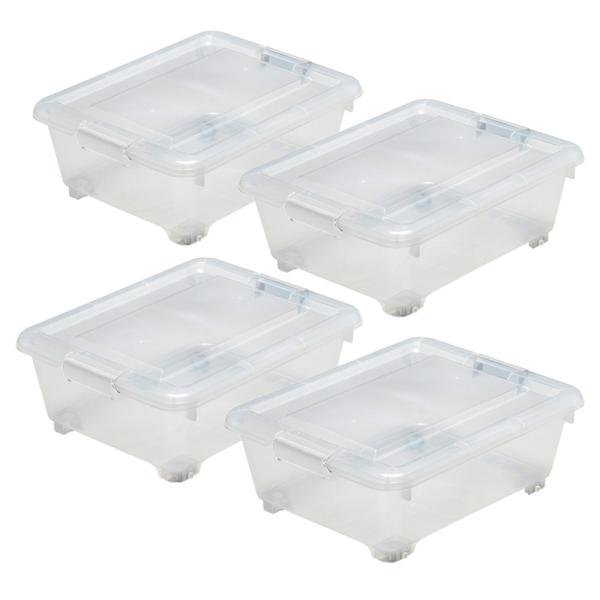 コーナンオリジナル  LIFELEX　フタ式衣装ケース５０浅型　コロ付き　４０５０−１８　×4個セッ...