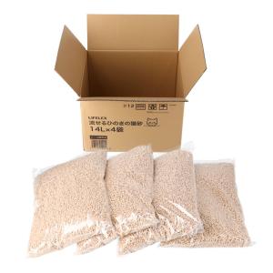 猫砂 ひのき ヒノキ 14Lx4袋 トイレに流せる 固まる 木製 ペレット 消臭 抗菌 燃やせる まとめ買い 大容量 安い 業務用 激安 猫トイレ LIFELEX コーナン