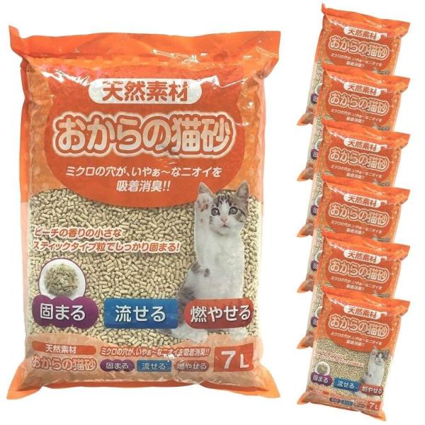 冬の準備セール！11/18まで サノテック  天然素材　おからの猫砂ピーチの香り　７リットル　×６個...