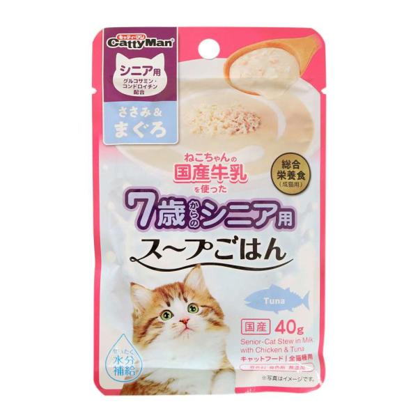 トーアコマース　猫ちゃんの国産牛乳を使ったスープごはんささみ＆まぐろシニア用　４０ｇ